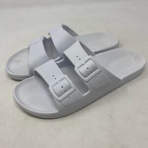 Freedom Moses Two Band Slide White Casual Sandals Slippers Womens Size 8.5
